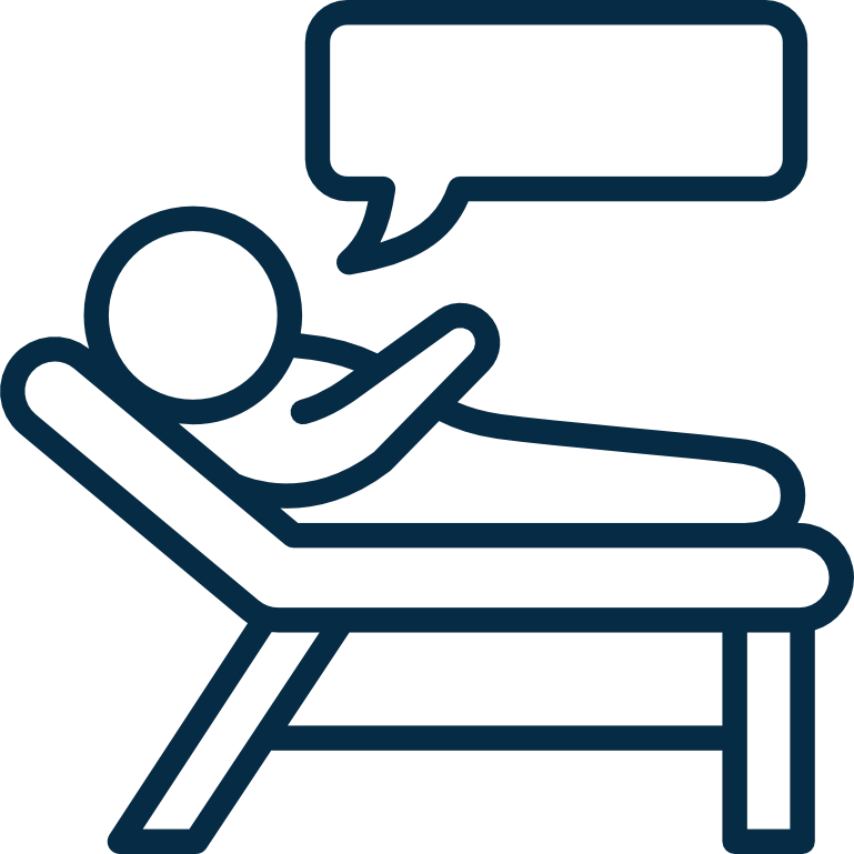 ikona leżący człowiek na sofie jako symbol nurtu psychodynamicznego